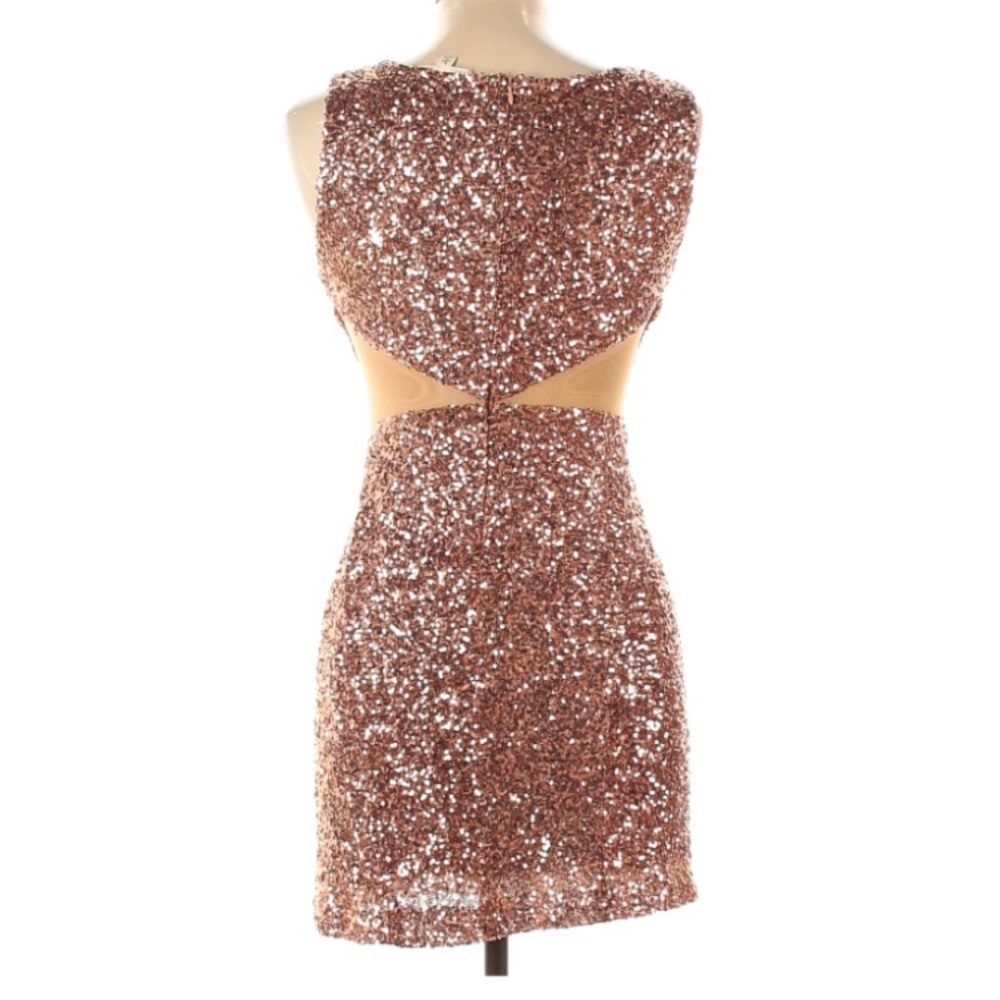 Alythea Sequined Cocktail Dress. Rose Gold